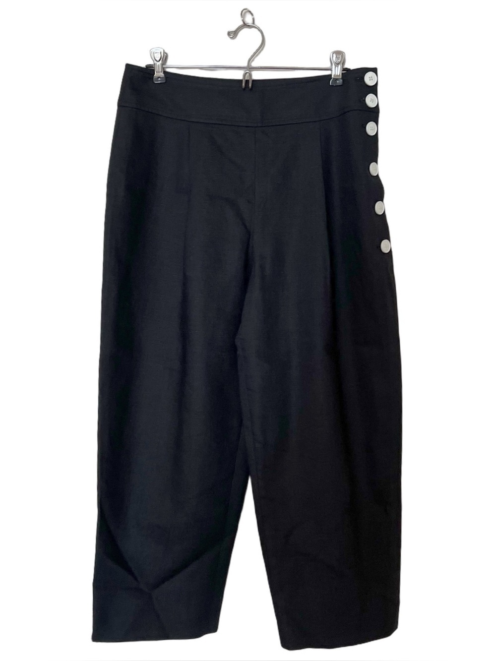 Club Monaco Black Linen Culottes Straight Leg Capri Pants - Sz 6